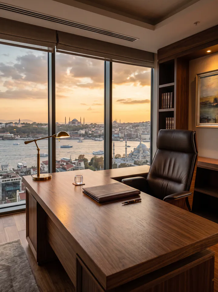 İstanbul Boğazı manzaralı yönetici ofisi